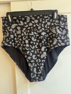 Sunsets High Waist Leopard Print Swim Bottoms Black and Gray size 16
